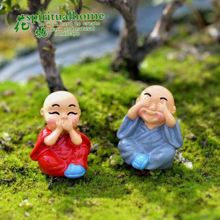 Pajangan Shaolin Duduk Mini Patung Hiasan Lucu Cake Topper Biksu Budha Harga Grosir Termurah