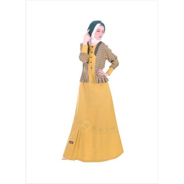 Baju gamis balotelli | Cotton | Vest Brokat Warna Ungu & Kuning HAIHAI GM 11
