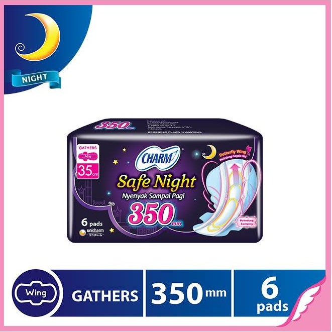 PEMBALUT Wanita Safe Night Butterfly Wing 35 cm Isi 6 CHARM - 35 cm 350mm Malam