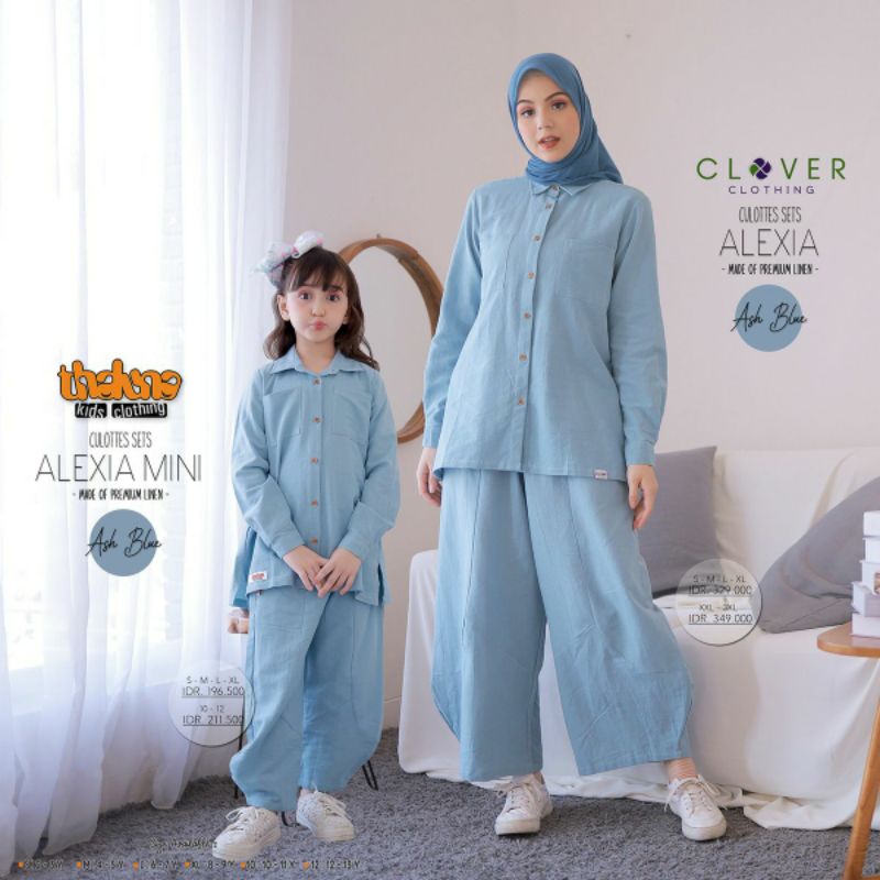 baju setelan celana panjang kulot couple ibu dan anak alexia tln clv