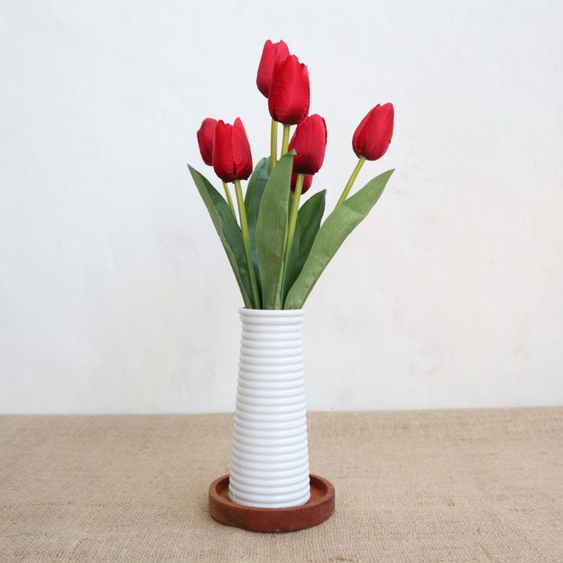 VAS BUNGA STRIP ULIR TINGGI / POT BUNGA MINIMALIS / VAS PLASTIK AESTHETIC/ VAS KOREA ESTETIK MINIMALIS PAJANGAN DEKORASI