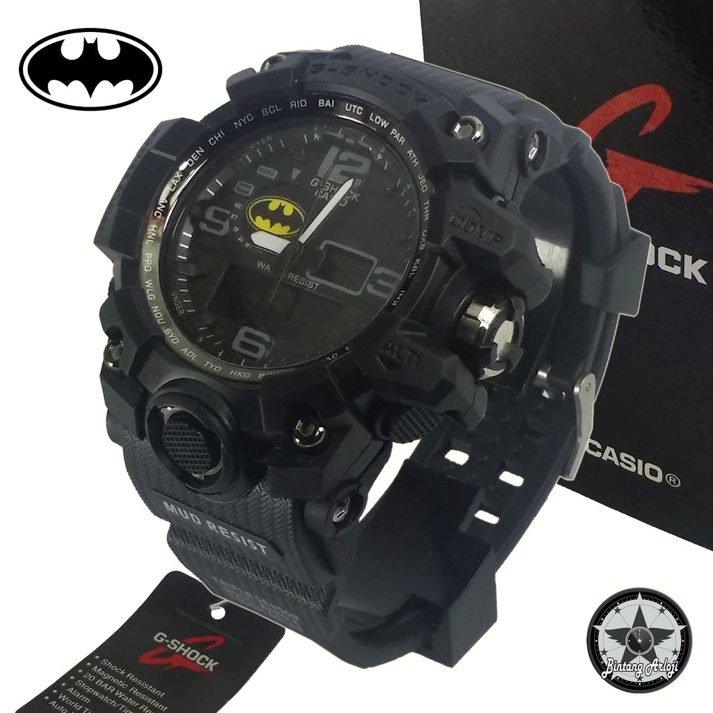 { EXCLUSIVE } JAM TANGAN BATMAN DUAL TIME (FULLBLACK)