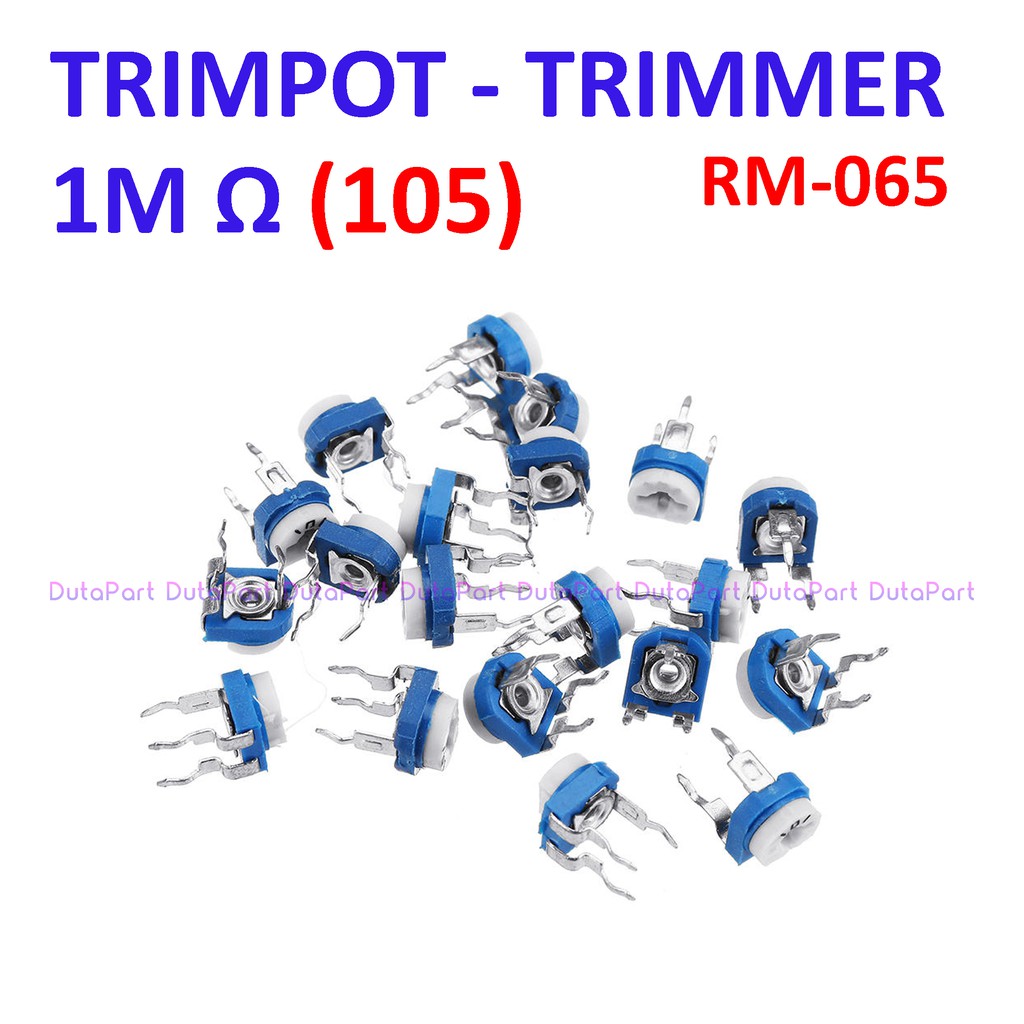 1M Ohm 105 Trimpot Trimmer RM-065 RM065 VR Variable Resistor Putih Biru Potensiometer