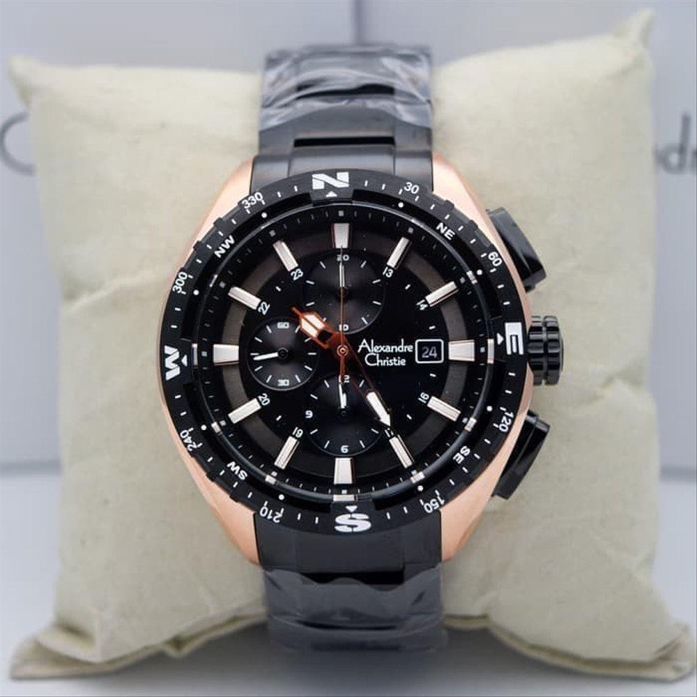 Jual JAM TANGAN ALEXANDRE CHRISTIE 6436 ORIGINAL PRIA BLACK ROSEGOLD Murah