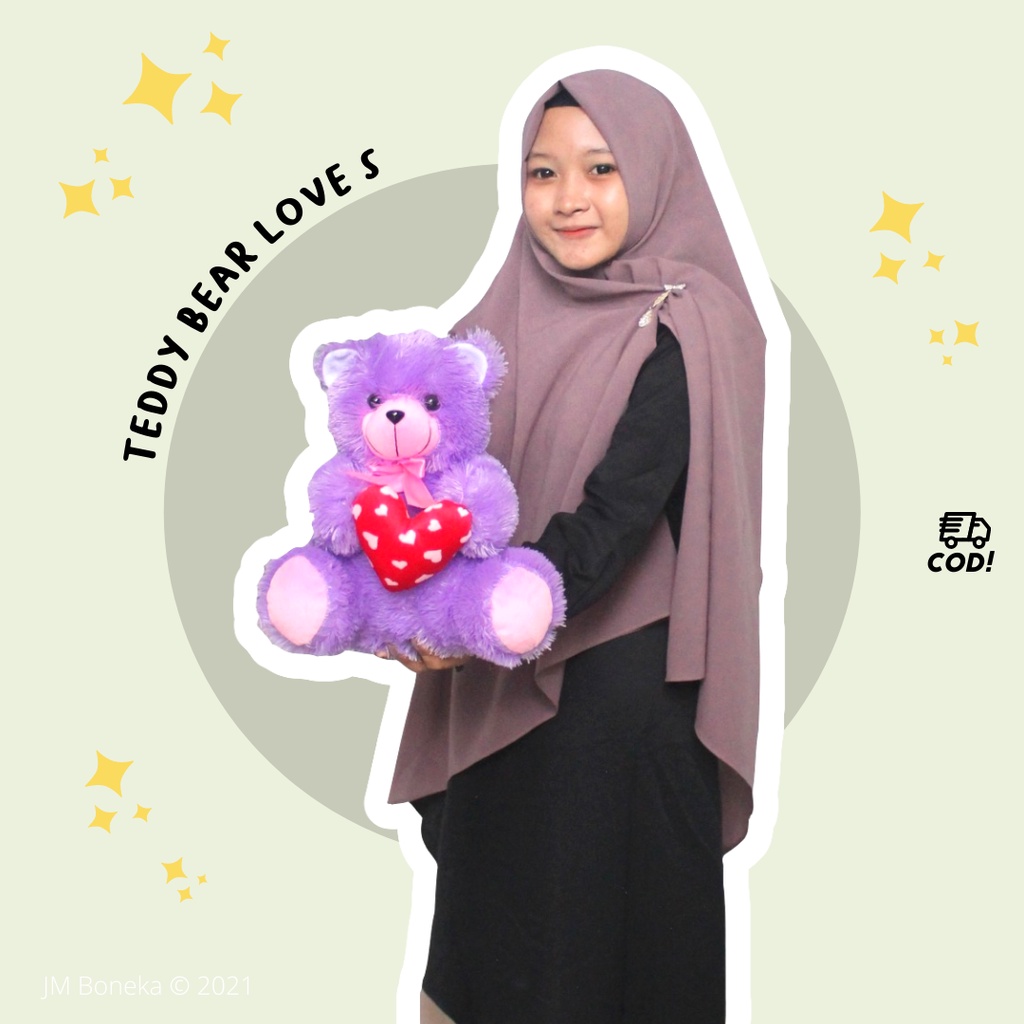 BONEKA BEAR LOVE S / BERUANG CINTA HATI SMALL KECIL MURAH BULU RUSFUR HADIAH BUAT PACAR PASANGAN COU