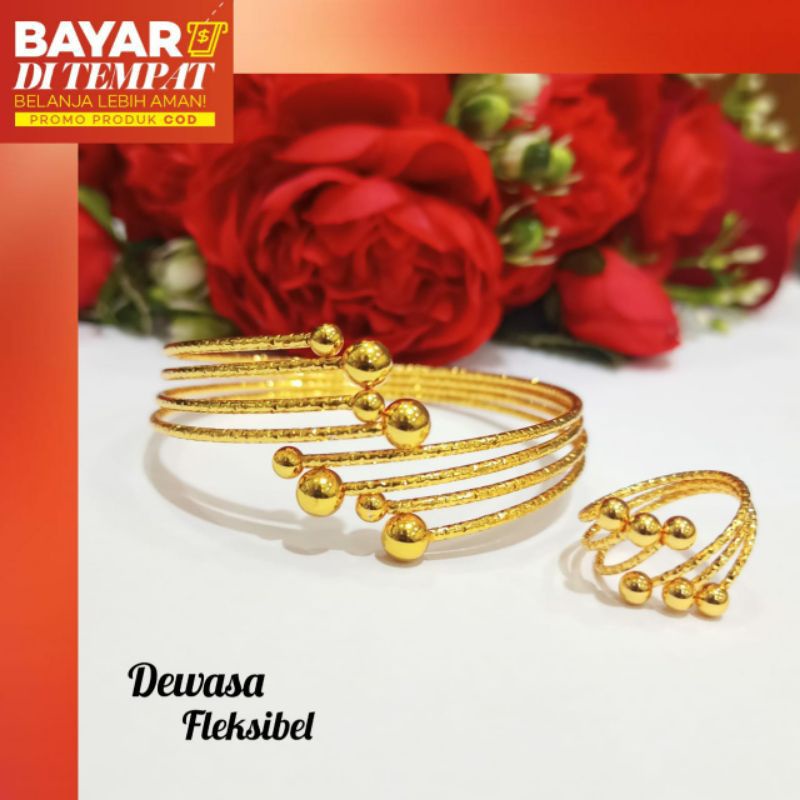 SET GELANG + CINCIN TITANIUM ANTI LUNTUR