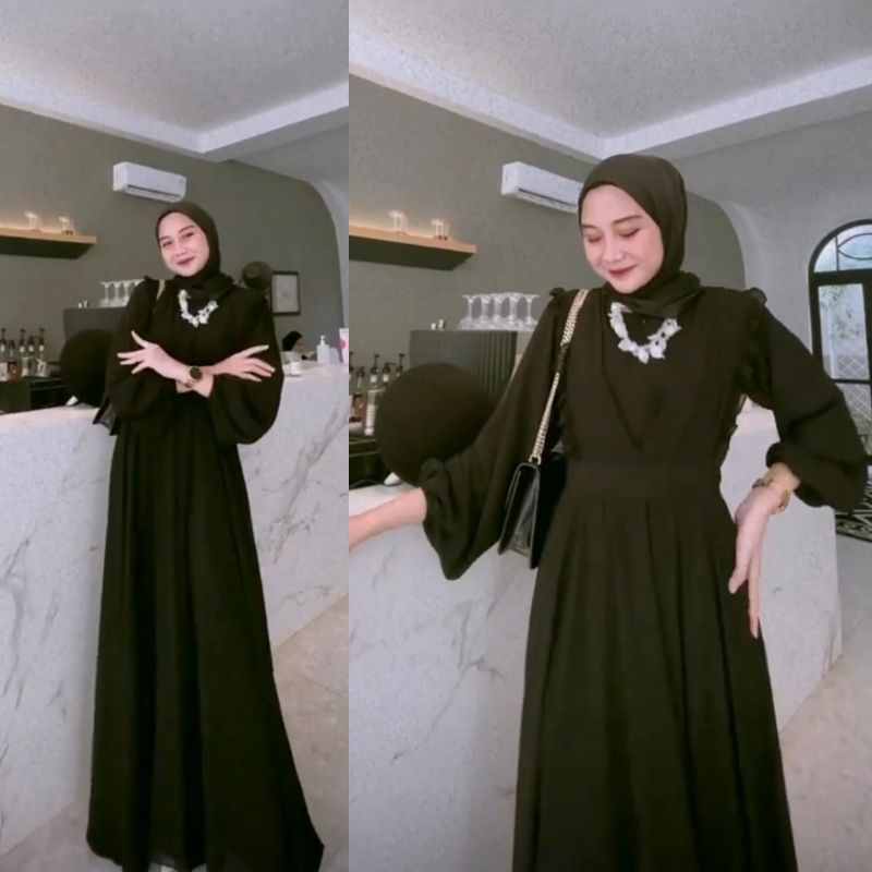 SHAMARA DRESS CERUTY ARMANY FULL FURRING/VEREN MAXY FREE BELT/FASHION MUSLIM WANITA M L XL/GAUDY MAXY/GAMIS KEKINIAN/FAR MOSLEMSTORE