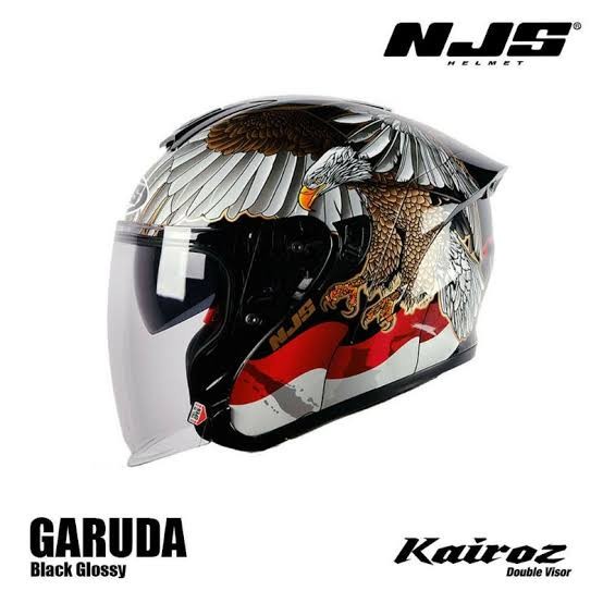 NJS Kairoz DV Rush Double Visor | Helm Half Face Kairos motif Doff & Glossy-Garuda