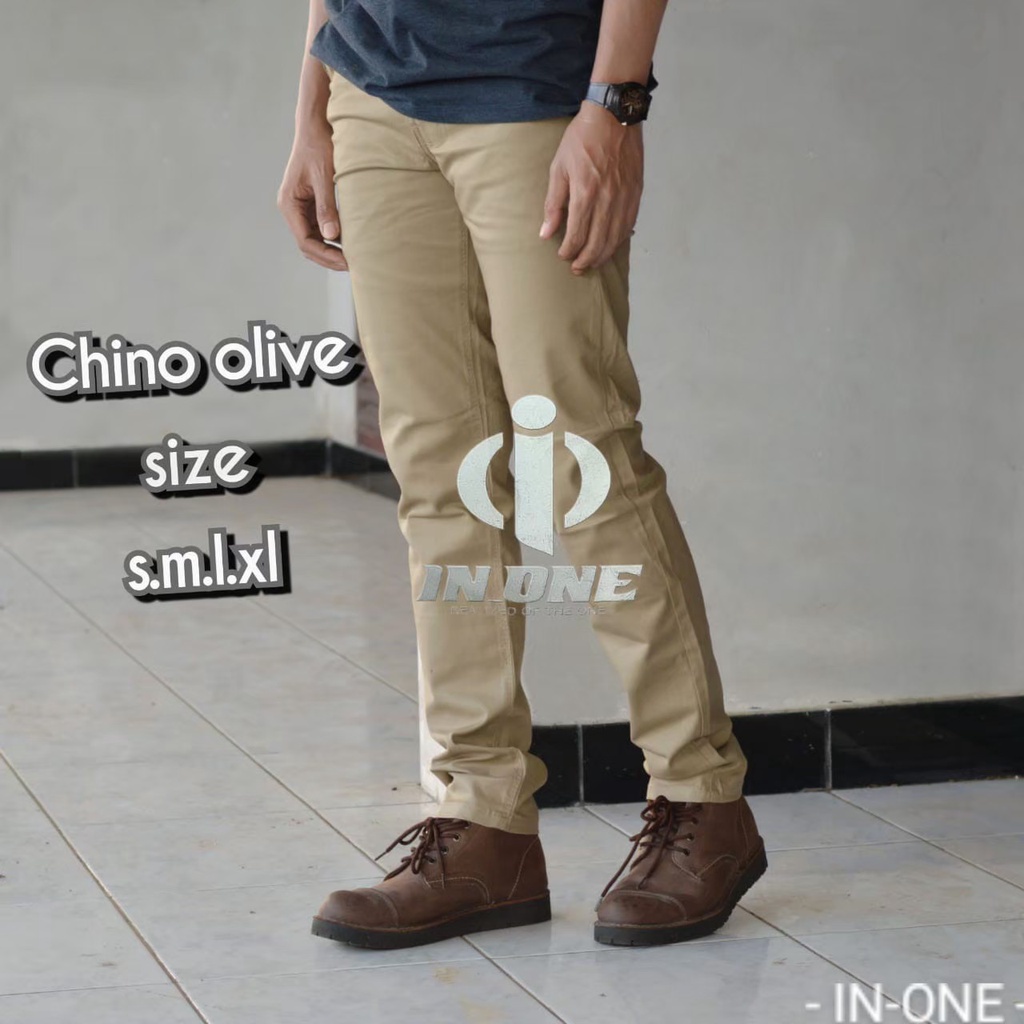 CHINO IN ONE BIG SIZE ORIGINAL Celana Chino Panjang Pria jumbo warna Olive Seri Art INCB613