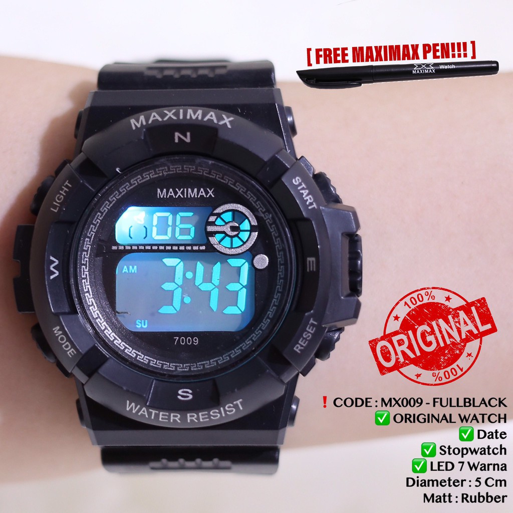 Jam tangan digital pria wanita FREE PUPLEN MAXIMAX model gshock LED watch MX7009