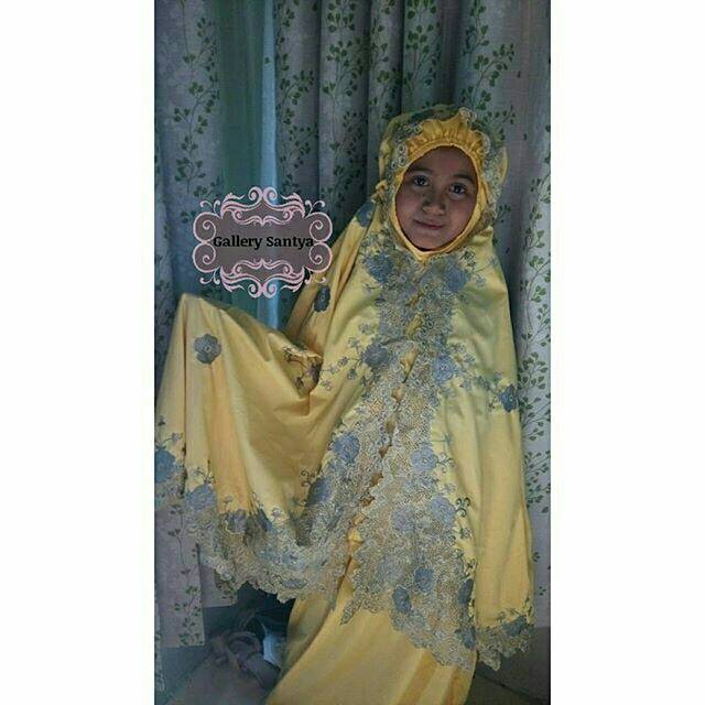 Mukena bordir bukittinggi mukena anak maharani kd kuning silver