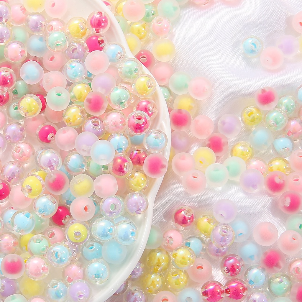 110pcs Fashion Frosted Matte Candy Colors Plastic Acrylic Round Beads For Bracelet Necklace Earring Making DIY Jewelry Findings