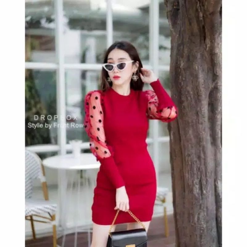 MDLV ~ BM C413-3 KNIT BODYCON // DRESS RAJUT // FASHION IMPORT WANITA