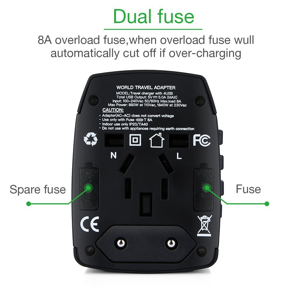 Universal Travel Adapter BST-631 - 4 Smart USB Charging Port 5A