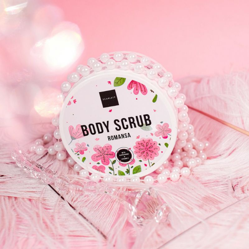 SCARLET Whitening Body Scrub ROMANSA POMEGRANTE COFFEE Scarlett By Felicya Angelista - LULUR SCARLETT