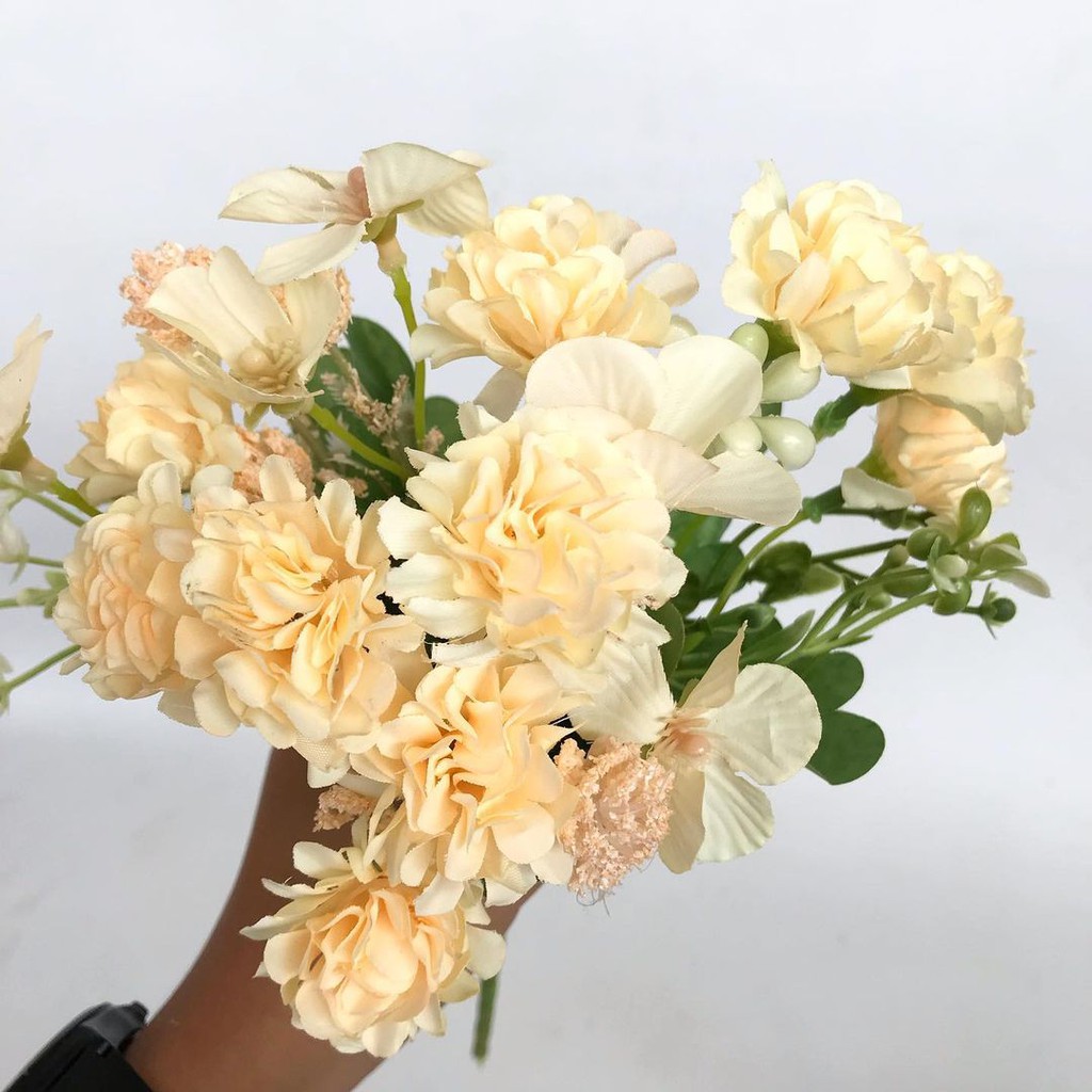 BUNGA POMPOM DAISY - bunga plastik palsu artificial home decor shabby chic-blewah