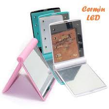 Cermin Rias Alat Make Up Kaca Rias LED 8 butir lampu LED Alat Rias Cermin Lipat