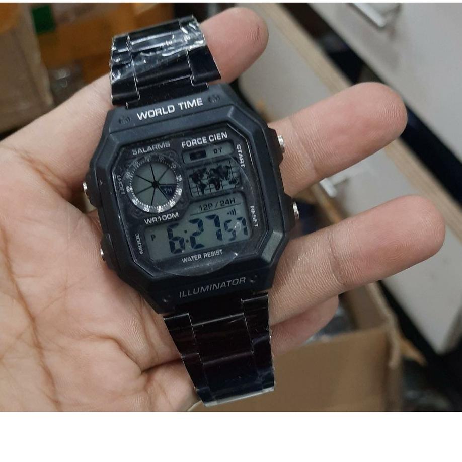 Jam Tangan Casio Iluminator Digital Model Peta Tali Rantai