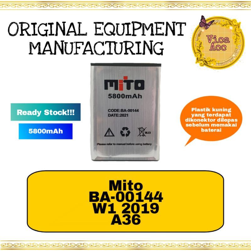 Baterai battery batre mito BA00144 W1 2019 A36 BA-00144