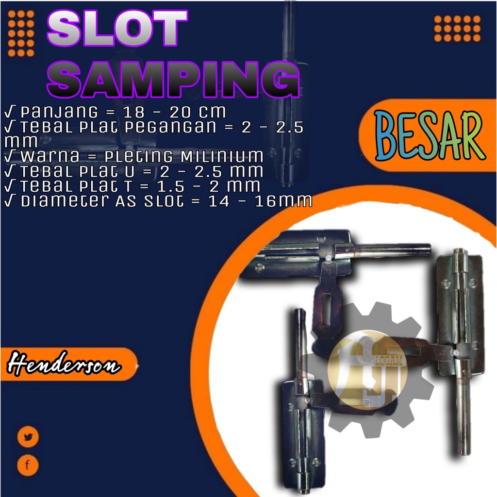 GRENDEL GEMBOK SLOT SAMPING BESAR HENDERSON TERMURAH