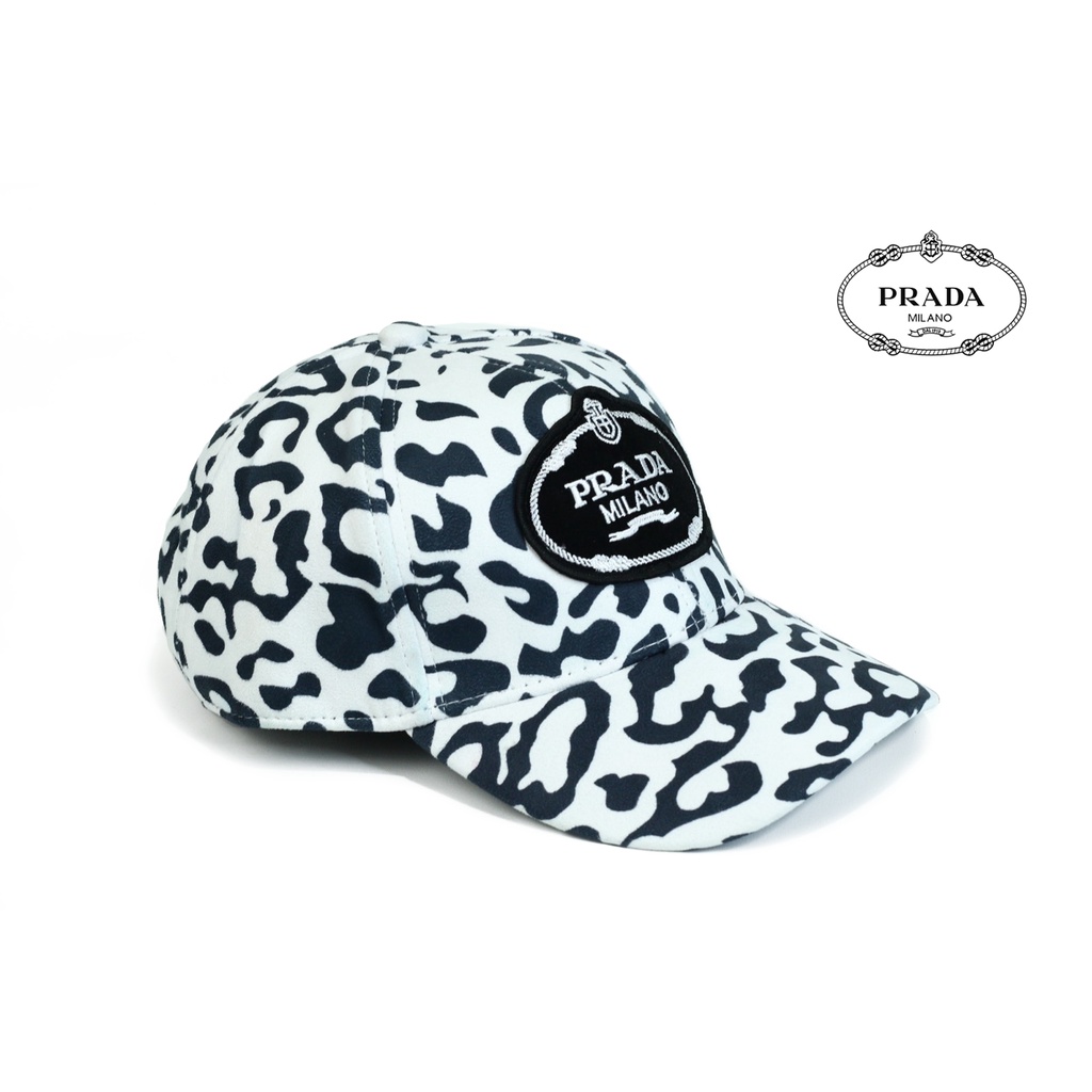 Topi Wanita Prada Milano Warna Hitam Putih Motif Topi Baseball Cewek Kekinian Model Korea Import Pre