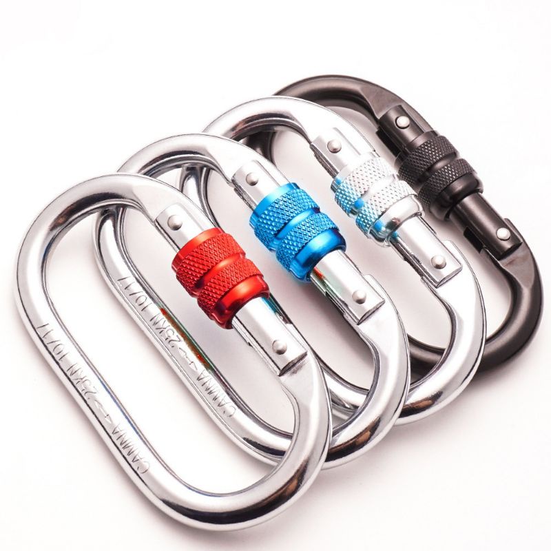 Jual Karabiner Baja Oval Screw Lock Steel Carabiner Climbing Safety ...