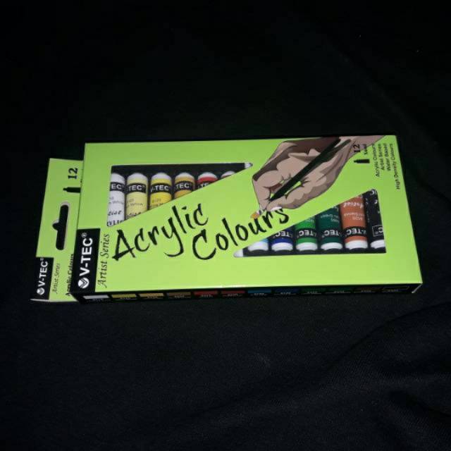 V-Tec Acrylic Colours 12 Warna Cat Akrilik
