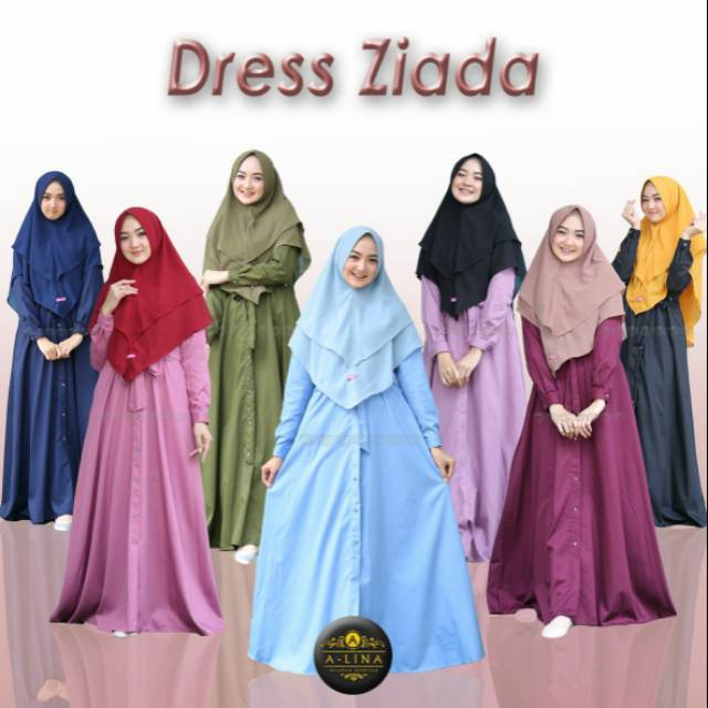 ALINA ZIADA DRESS GAMIS ONLY POLOS KATUN TOYOBO FODU TEBAL ADEM DAILY CASUAL FORMAL Gamis A-Lina Ali