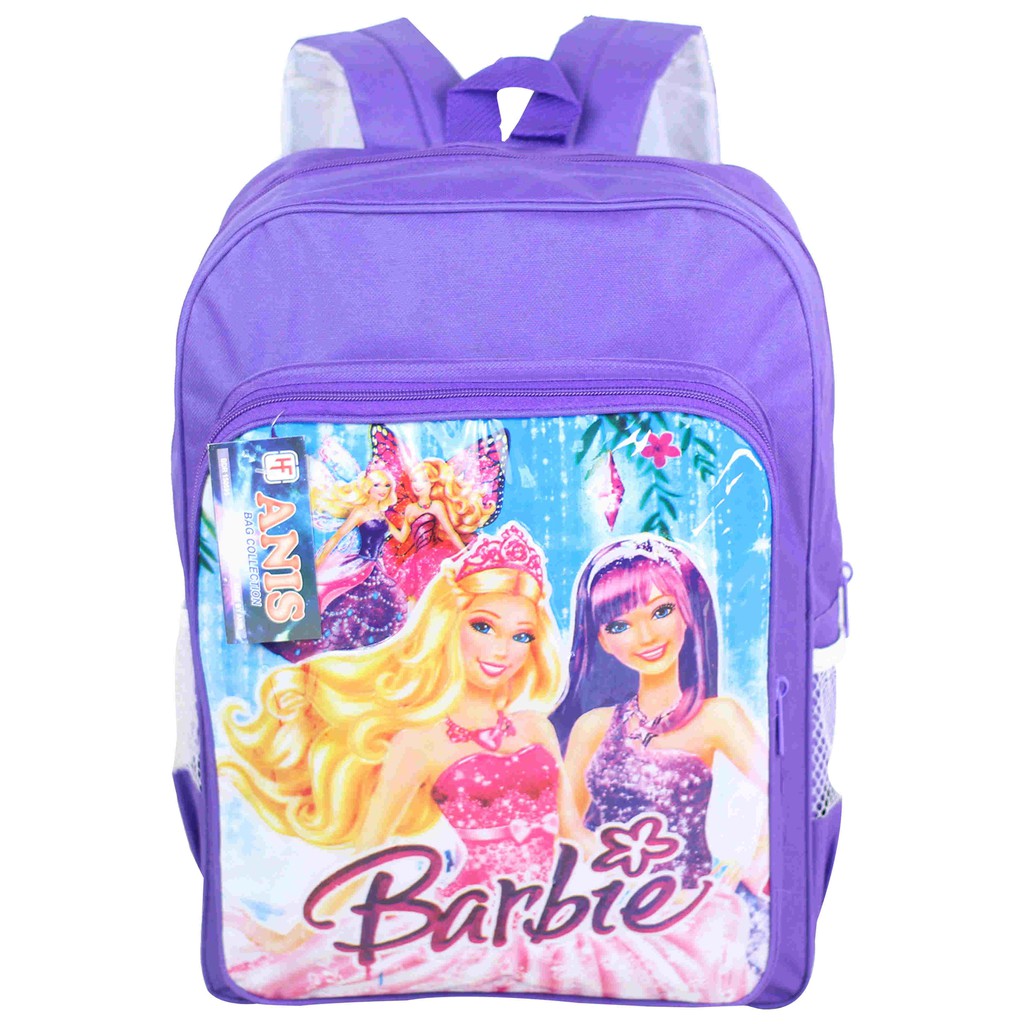 Tas Ransel Backpack Sekolah Anak PAUD TK Cewek Gambar Kartun Barbie Ungu Murah Berkualitas