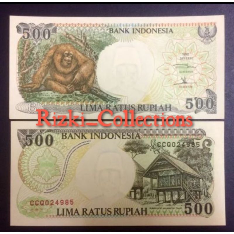 uang kuno 500 rupiah orang hutan. lima ratus rupiah orang hutan tahun 1992