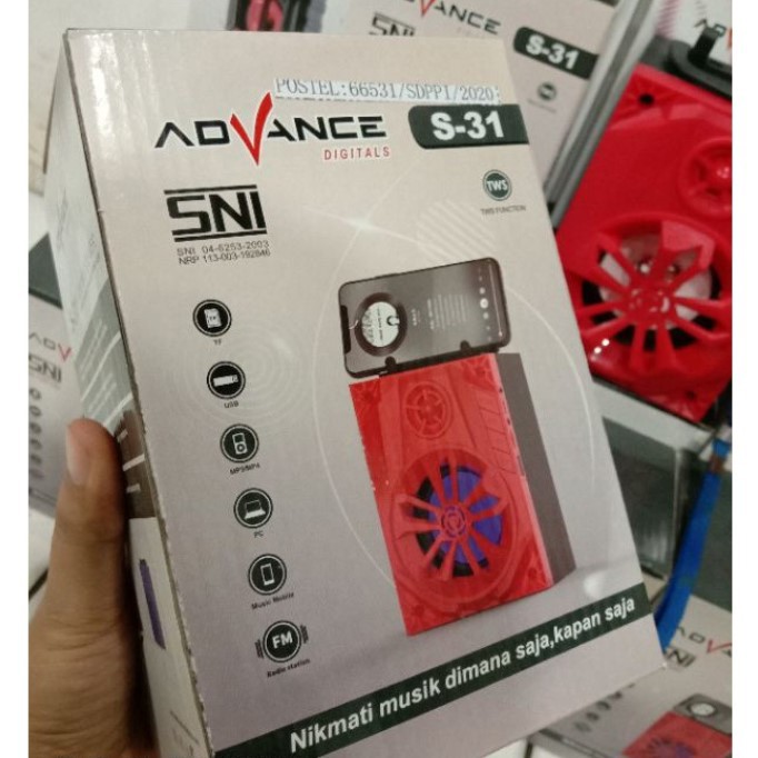 Speaker Advance S-31 Bluetooth Portable MP3 FM Memori USB