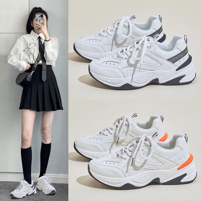 DENDEN.ID Sepatu Sneaker Putih Wanita Sepatu Casual Fashion Korea Olahraga Import