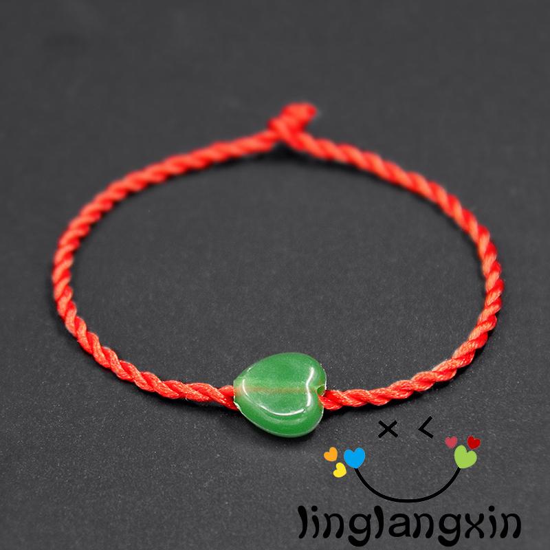 Gelang Tali Warna Merah Aksen Hati Dan Mawar Untuk Dekorasi