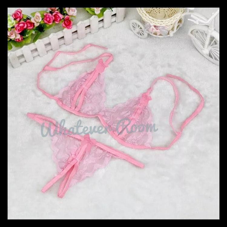 Sexy Lingerie Bra Dan G String Set - Hitam