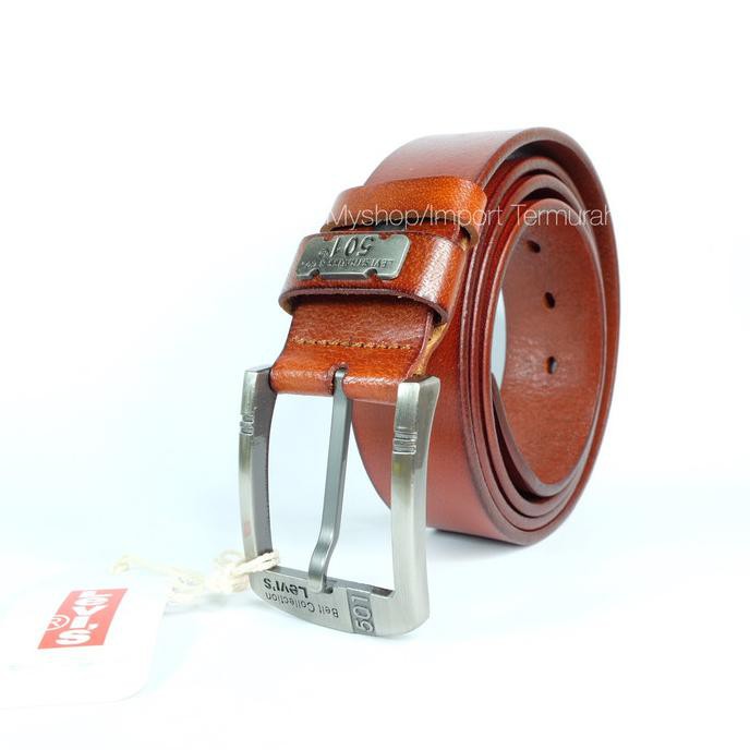 [ COD] GESPER IKAT PINGGANG KULIT ASLI BRANDED IMPORT LEVIS 501 TP BROWN Kode 401