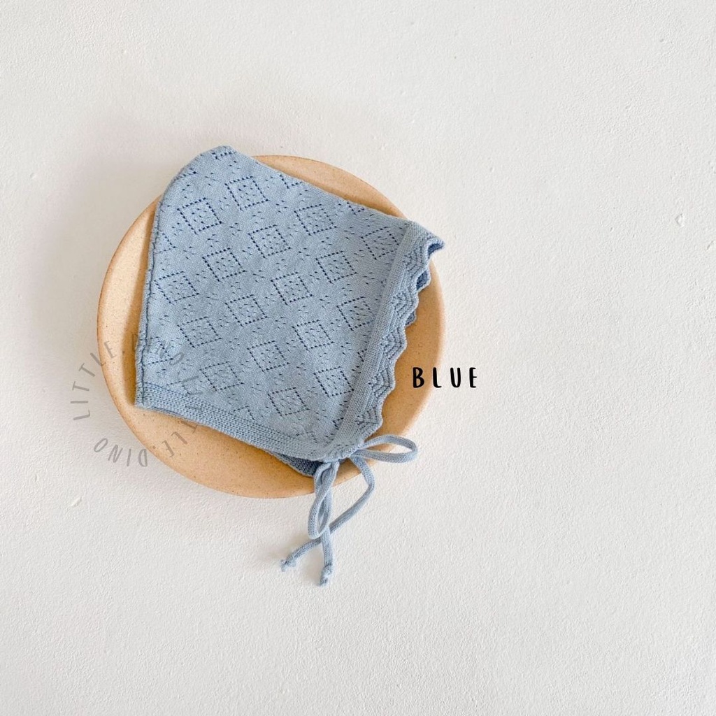 LITTLEDINO - Topi Anak Bayi Noni Bonnet Pastel-1 BLUE