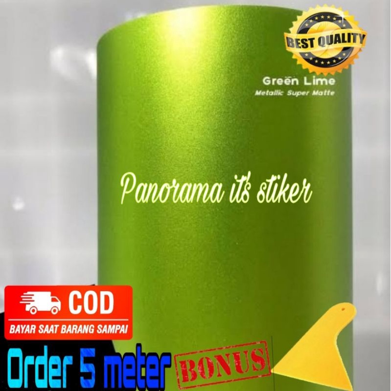 Skotlet Mobil Stiker Motor Hijau Crom doff/skotlet motor Lime Green/ Skotlet Hijau Daun UK lbr 150Cm