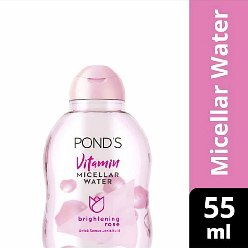 Pond's Micellar Water Brightening Rose 55ml 99% Makeup Remover dgn Niacinamide &amp; Vitamin C