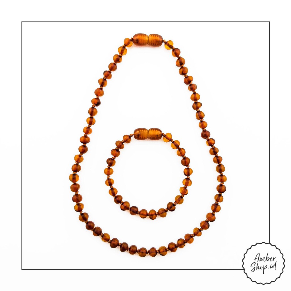 Set kalung &amp; gelang amber pereda nyeri tumbuh gigi bayi AS60 - Amber Shop