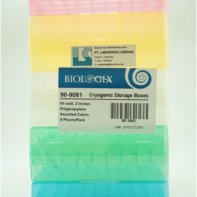 Cryobox Plastic PP 81 well , 5 colors ( -90C to 121C ) Biologix