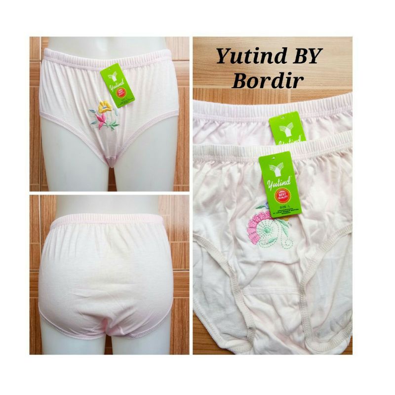 Pakaian Dalam Wanita CD / Celana Dalam Polos Wanita Bordir Bahan Katun Adem Yutind BY COD BH DAN CD 