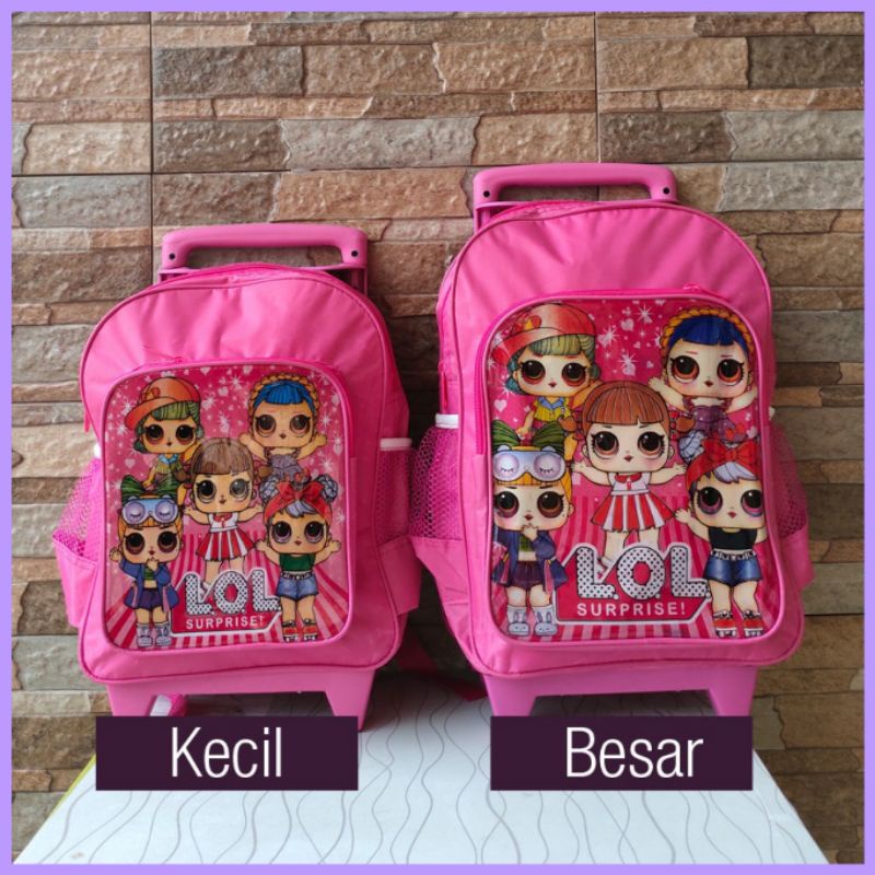 Tas dorong besar / tas Troli anak cewek sekolah TK SD ukuran besar by zellshop