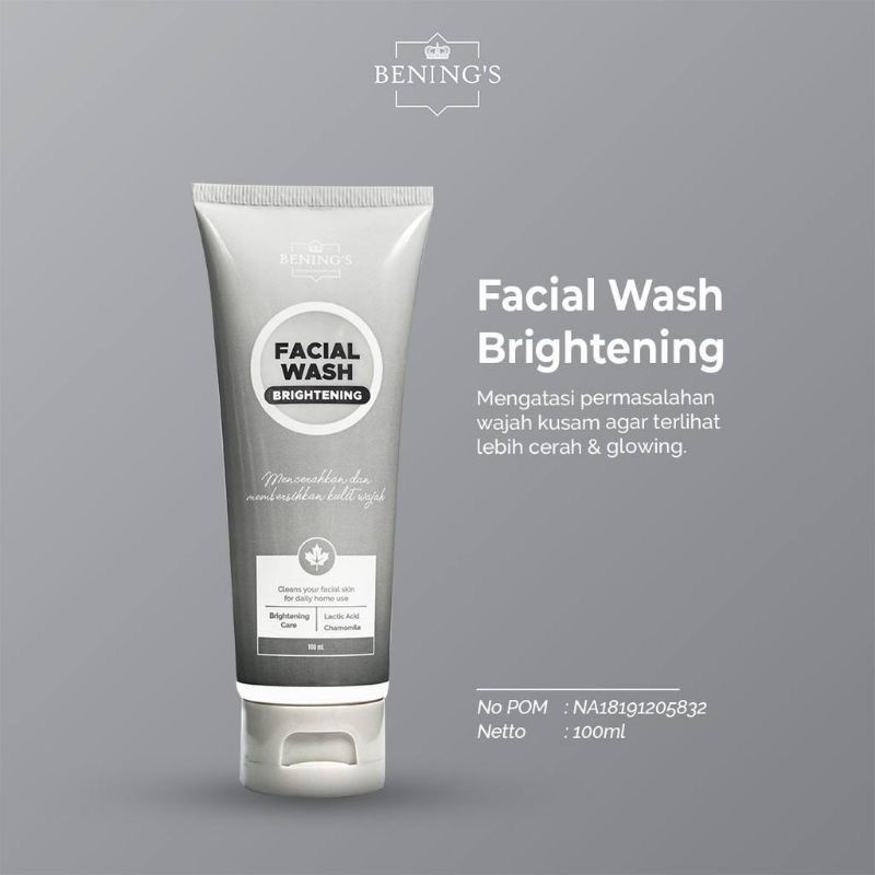 Facial Wash Brightening Benings Skincare by Dr Oky (Bening Clinic) Lactic Acid