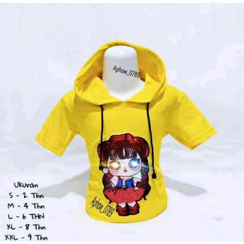 PROMO  KAOS HOODIE ANAK WANITA KARAKTER LOL BISA NYALA 1-10TAHUN