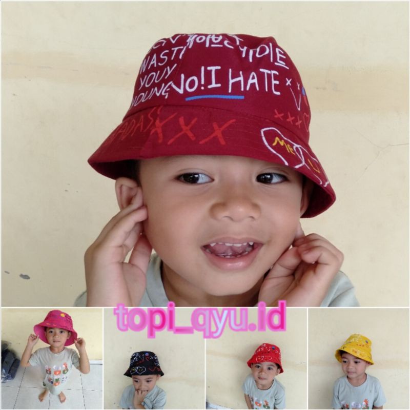 Topi bucket Anak | topi Badass | Topi bucket anak badass | Topi Pria | Topi wanita | Topi korea