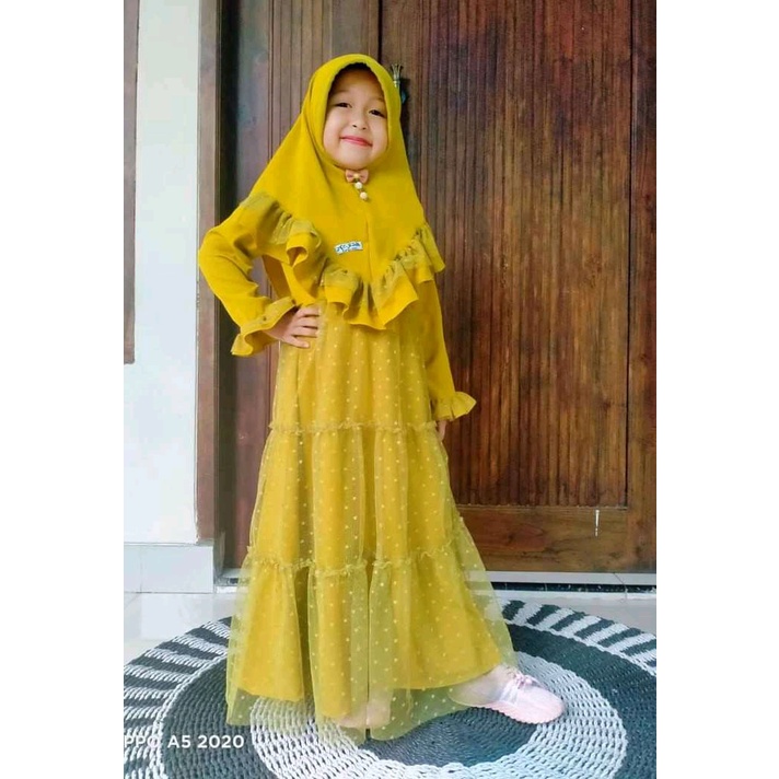 GAMIS ANAK POLKADOT/GAMIS TILE DOT/GAUN ANAK/FASHION MUSLIM/BAJU MUSLIM ANAK PEREMPUAN