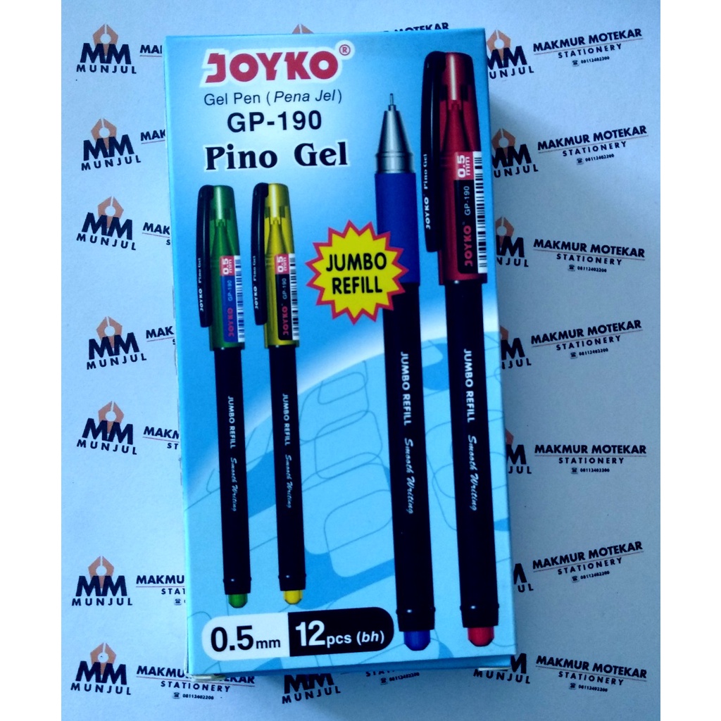 

GEL PEN JOYKO GP-190 PINO 0.5 mm GROSIR ATK MURAH STATIONARY BANDUNG