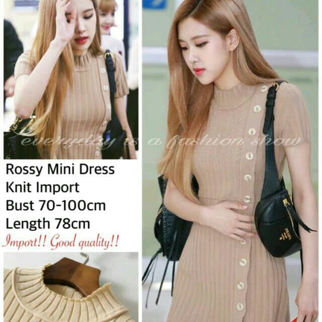 

Spesial Promo - Mini Dress Knit Rajut Import Coklat Muda Rossy Herna