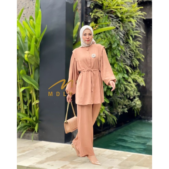 Baju setelan tunik wanita yura set original terbaru by MDLY