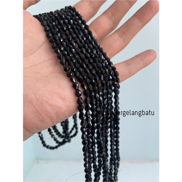 kristal Ceko tetes 6 x 4mm BLACK DOFF crystal hitam bross PREMIUM